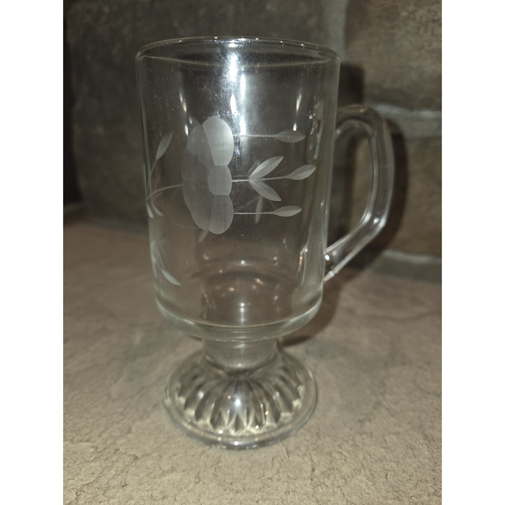 Set 8 VINTAGE PRINCESS HOUSE Irish Coffee Mugs Crystal Heritage Etched Glass - Picture 2 of 4